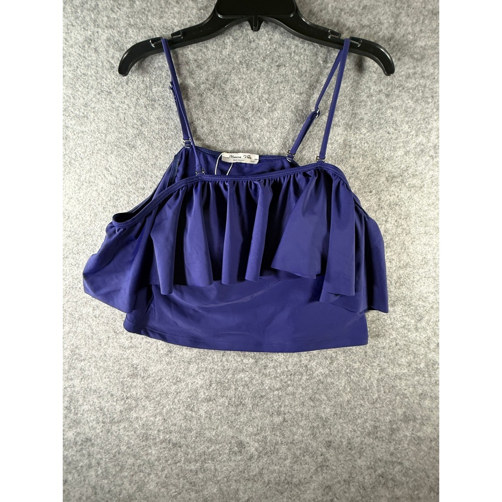 Marina Vida Royal‎ Blue Flounce Ruffle Off Shoulder Bikini Swim Top Womens 2XL